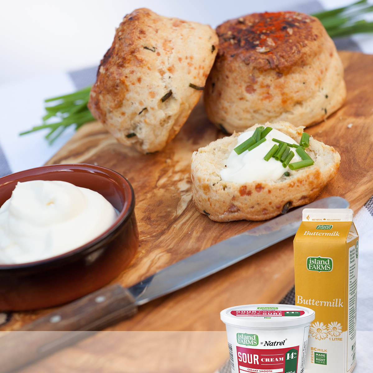 Cheddar and Chive Scones Island Farms