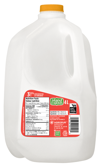 Island Farms 3.25% Milk 2L Jug